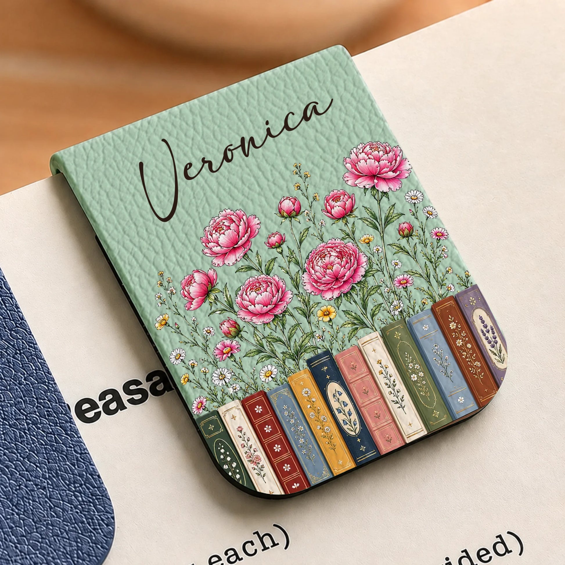 Green Personalized Floral Bookshelf Magnetic Bookmark
