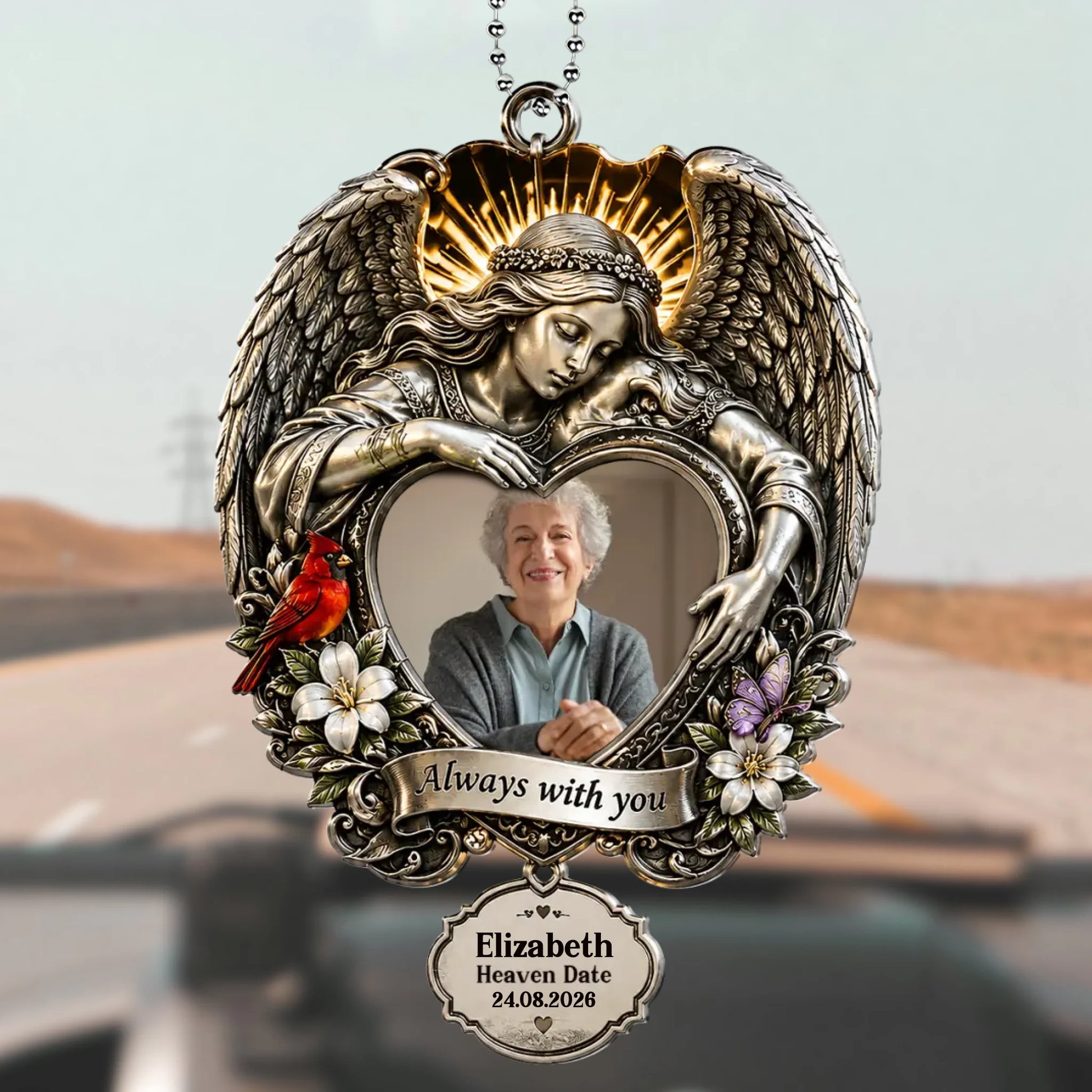 Personalized Memorial Angel Car Hanging Ornament with Photo