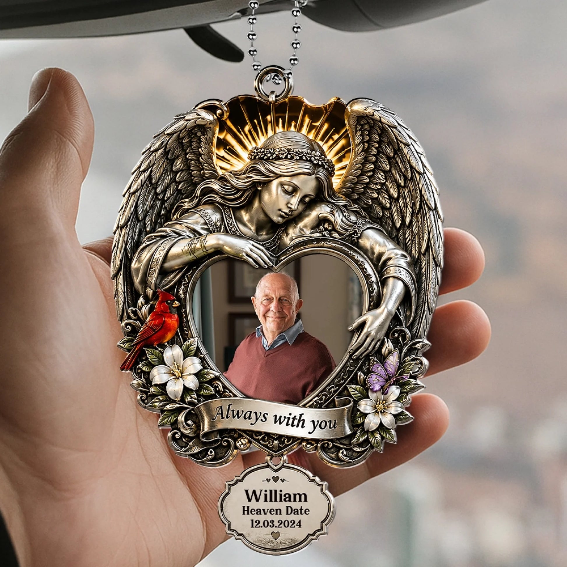 Personalized Angel Memorial Ornament with Loved One Photo