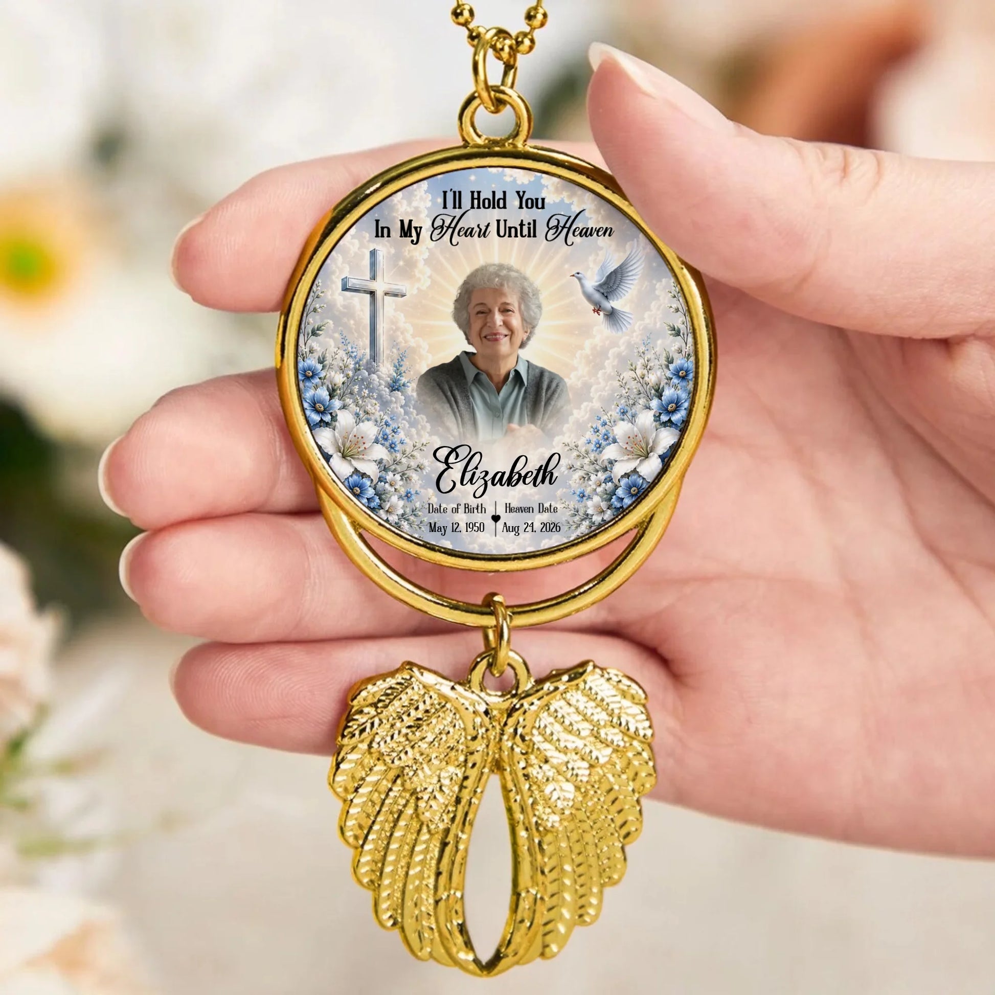 Custom Photo Angel Wing Memorial Car Hanging Ornament