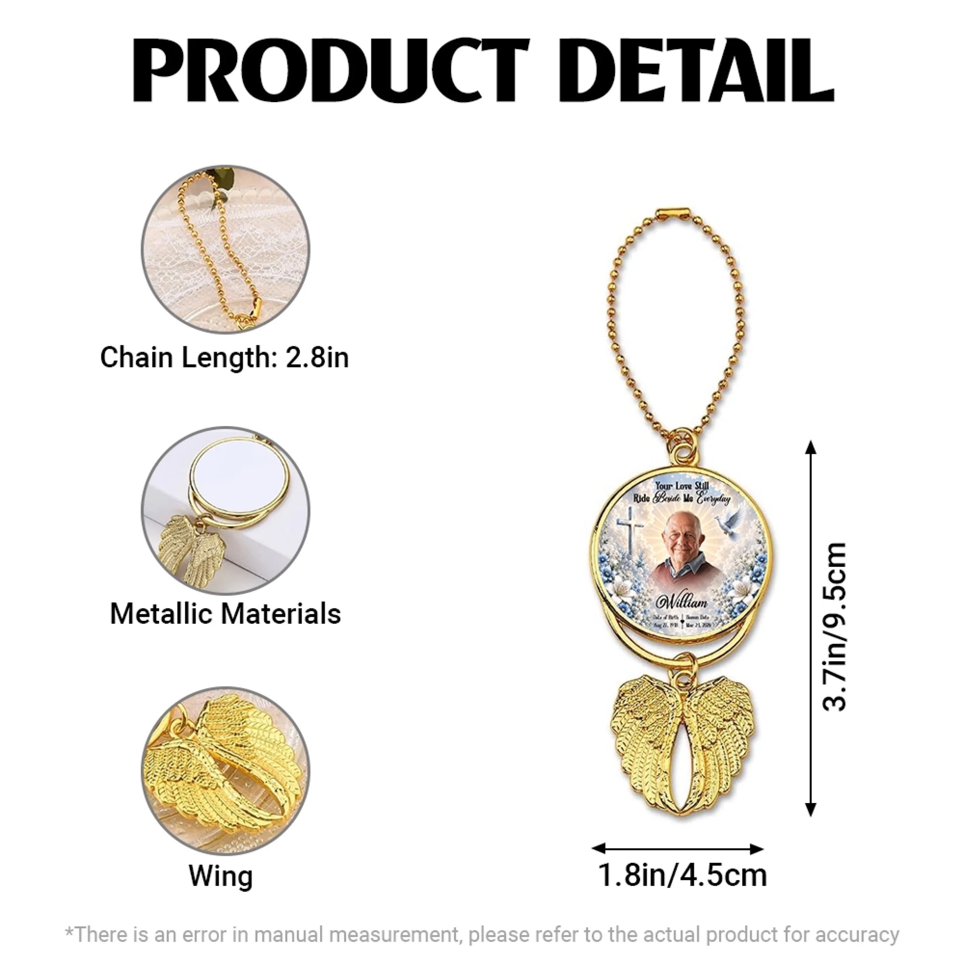 Memorial Angel Wing Car Ornament Size and Product Details