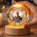 Cardinal Memorial Crystal Globe Lamp with Personalized Loved One Photo