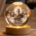 Personalized Angel Memorial Crystal Globe Lamp with Photo