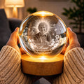 Personalized Angel Memorial Globe Lamp with Warm LED Light