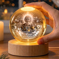 Angel Wing Memorial Crystal Globe Lamp with Loved One Photo