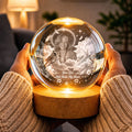 Personalized Sibling Remembrance Crystal Globe Lamp with Warm LED Light