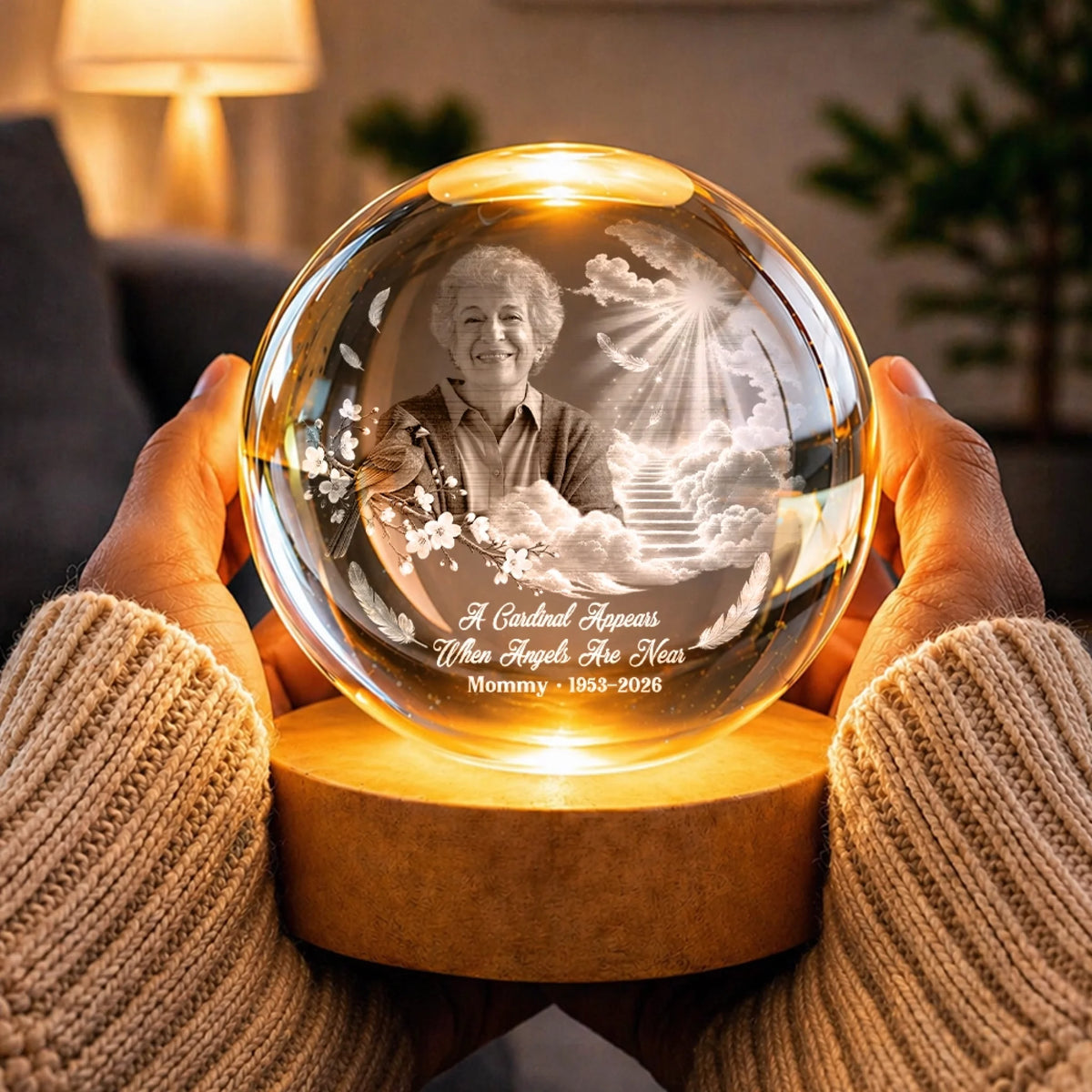 Forever In My Heart Memorial Globe Lamp with Warm LED Light