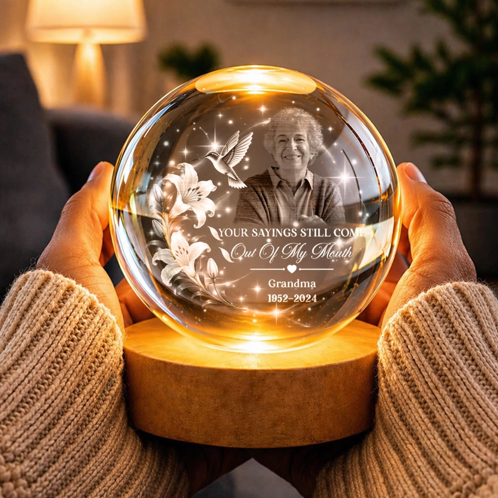 Heaven In Our Home Memorial Photo Globe Lamp with Warm LED Light
