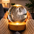 Loss of Father Memorial Globe Lamp with Warm Wooden LED Base