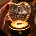 Personalized Memorial Heart Crystal Lamp with LED Base