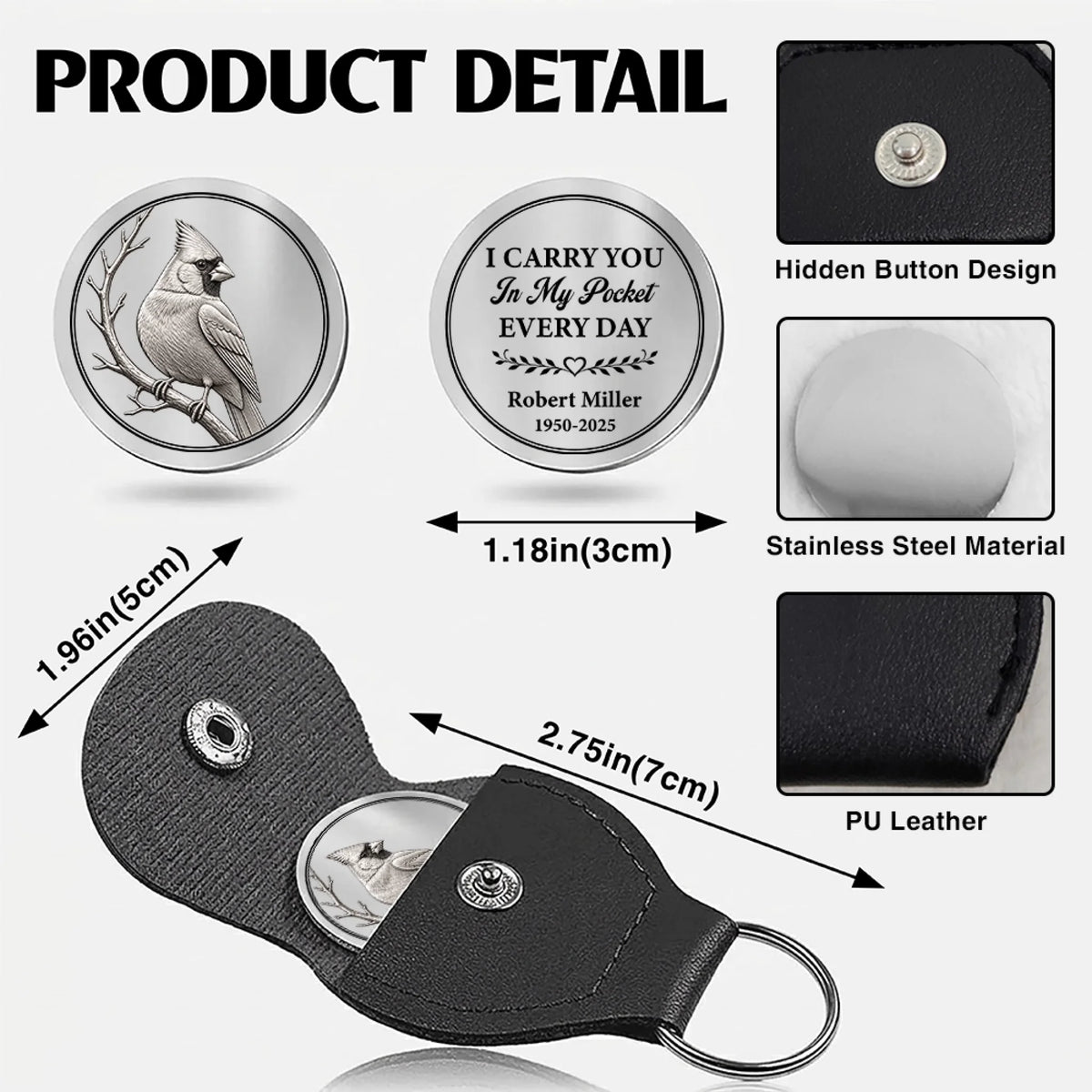 Memorial Pocket Hug Token Size And Product Details