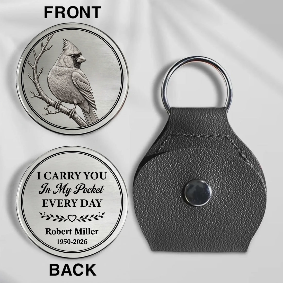 Personalized Cardinal Memorial Pocket Hug With Name And Memorial Years