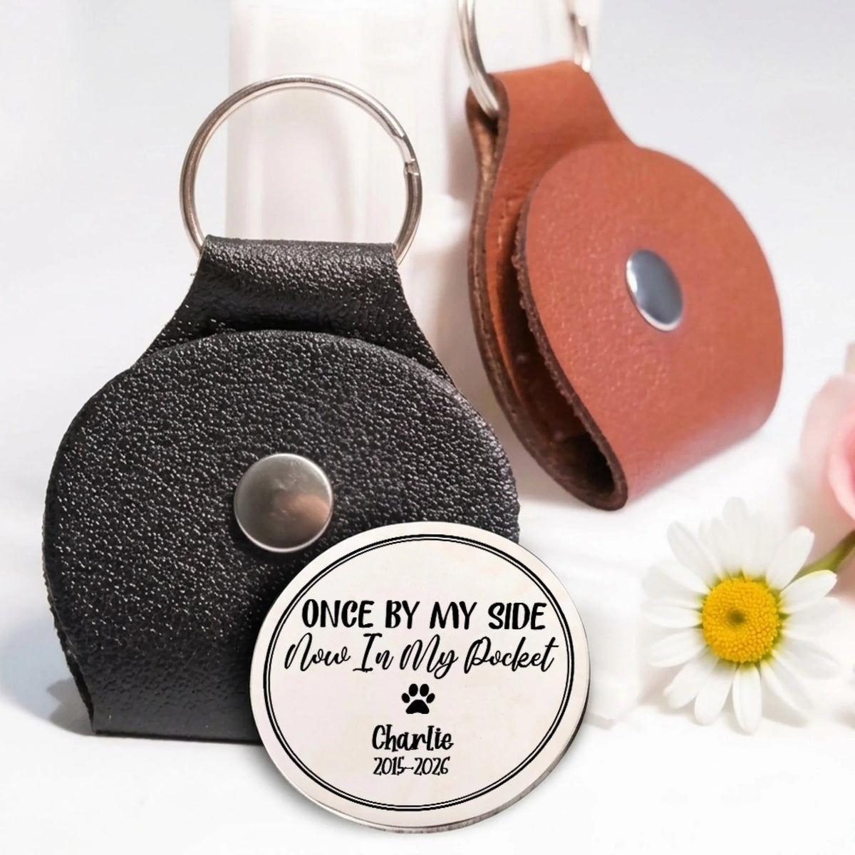 Pet Memorial Pocket Hug Keepsake In Protective Leather Holder