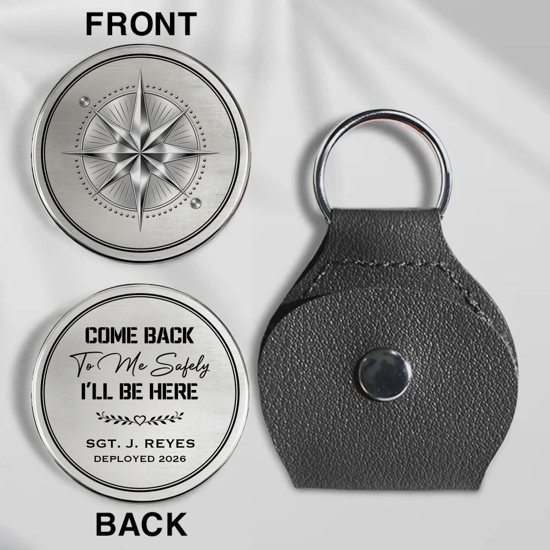 Personalized Come Back To Me Safely Pocket Hug With Compass Design