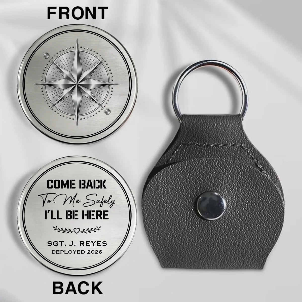 Personalized Come Back To Me Safely Pocket Hug With Compass Design