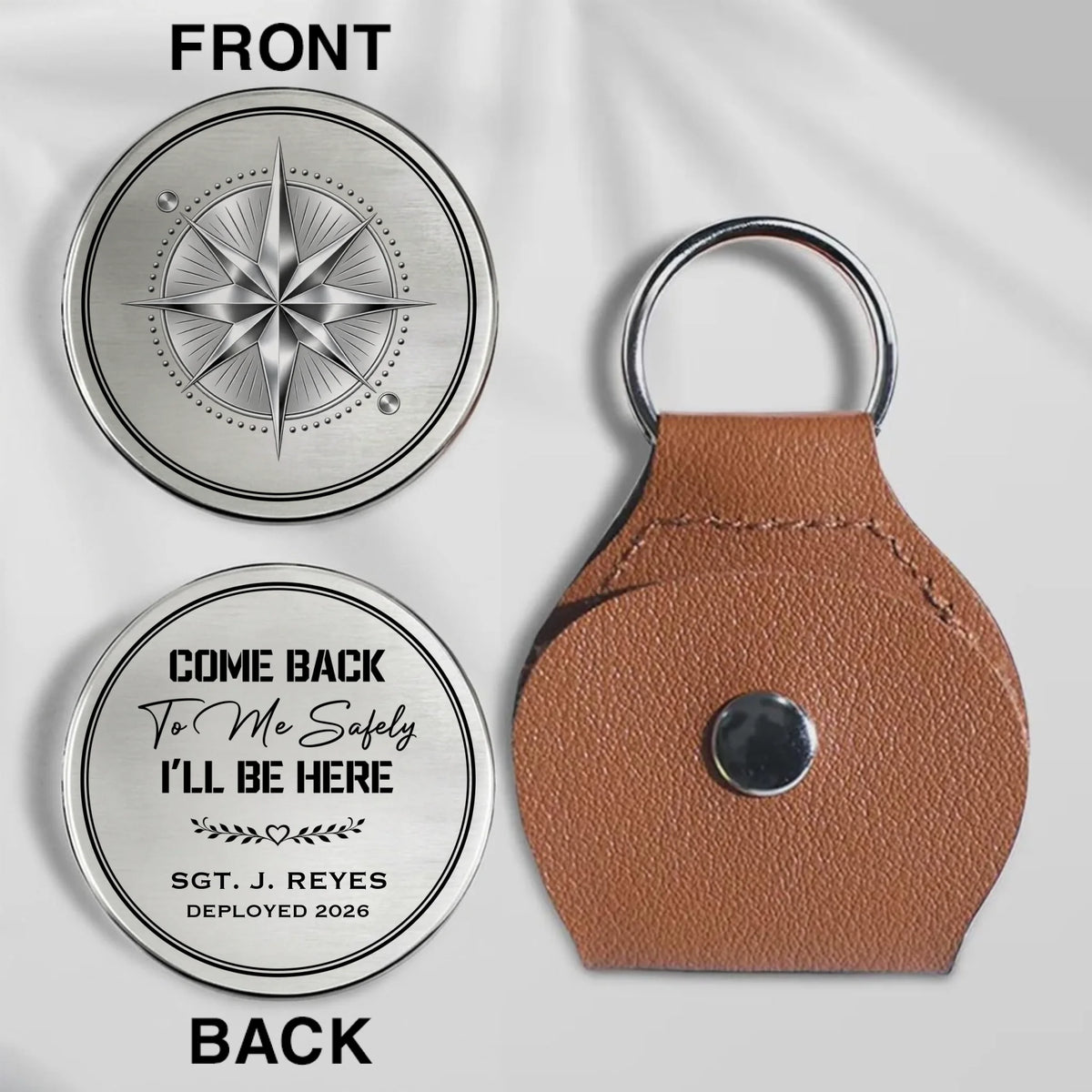 Personalized Compass Pocket Hug With Come Back To Me Safely Message