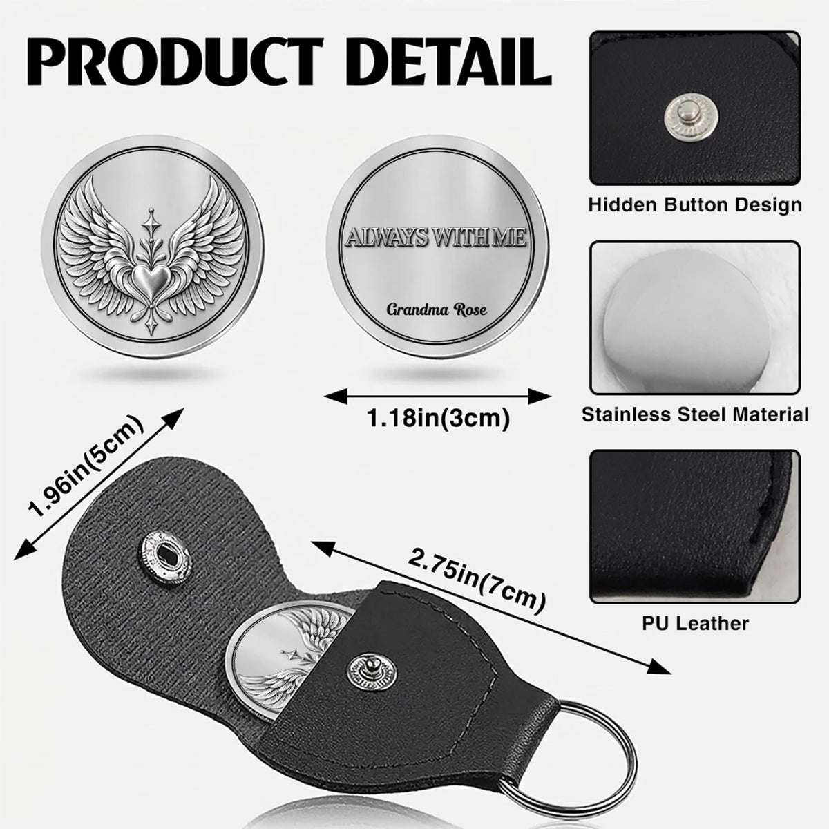 Personalized Memorial Pocket Hug Token Product Details