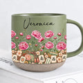Personalized Green Mahjong Birth Flower Pottery Mug