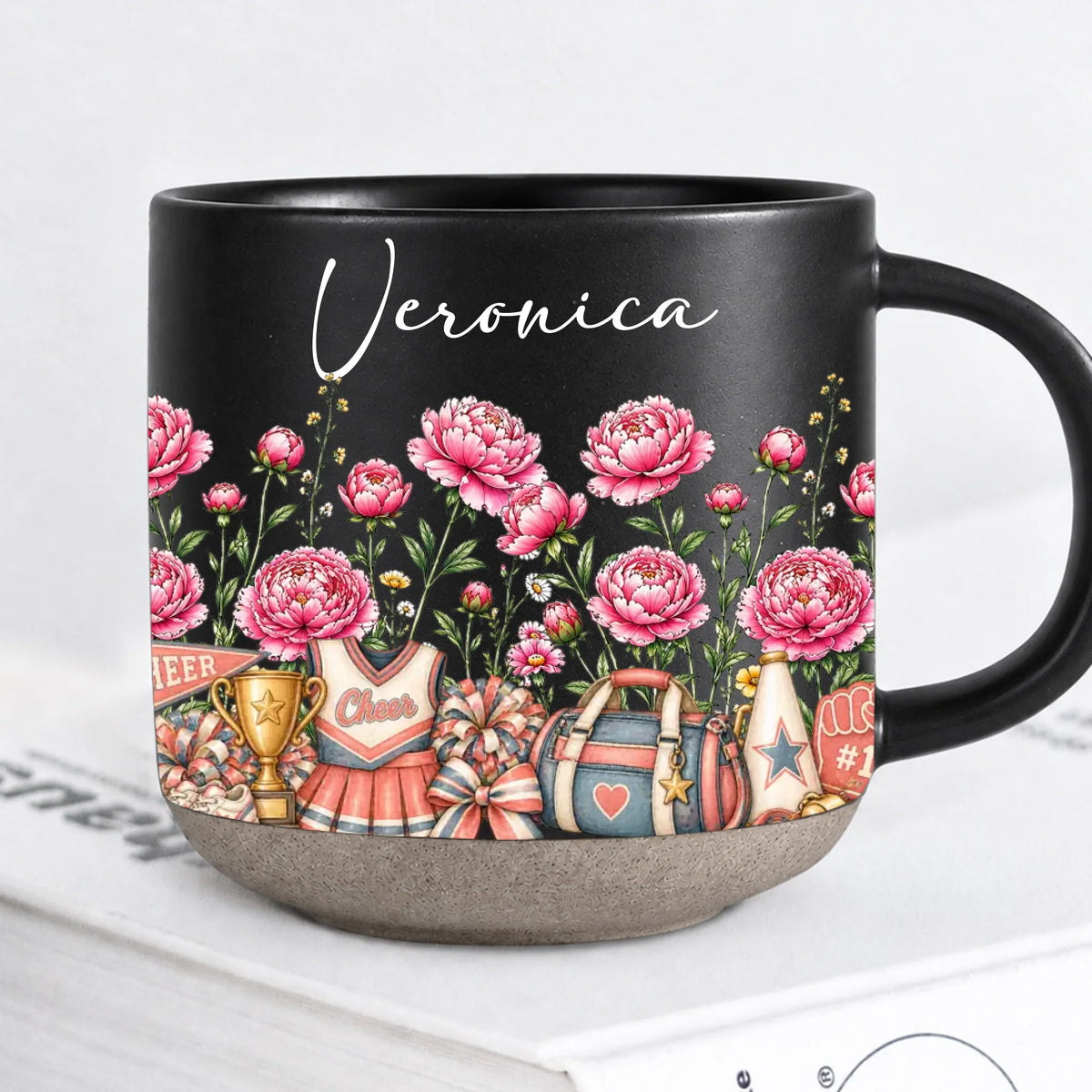 Personalized Black Cheerleader Mug With Name