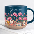 Personalized Dark Blue Cheerleader Birth Flower Mug