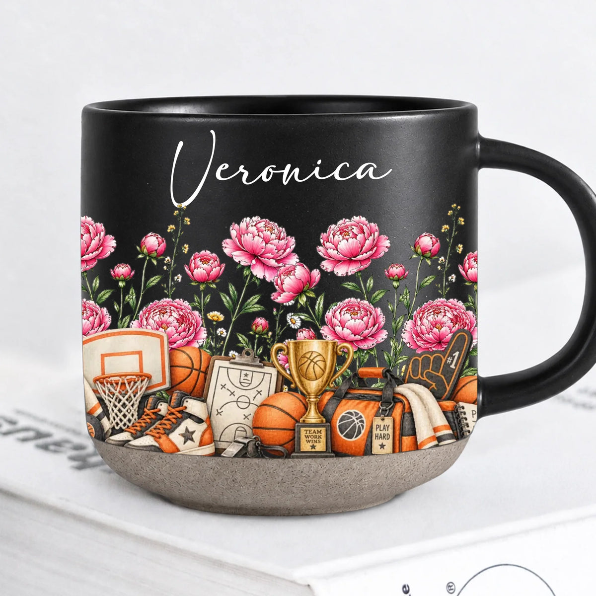 Personalized Black Basketball Mug With Name