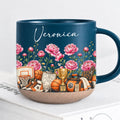 Personalized Dark Blue Basketball Birth Flower Mug