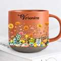 Personalized Orange Pickleball Birth Month Flower Mug