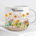 Personalized Pickleball Birth Month Flower Pottery Mug With Name