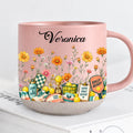 Personalized Pink Pickleball Birth Flower Mug