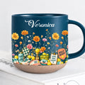 Personalized Dark Blue Pickleball Birth Flower Mug
