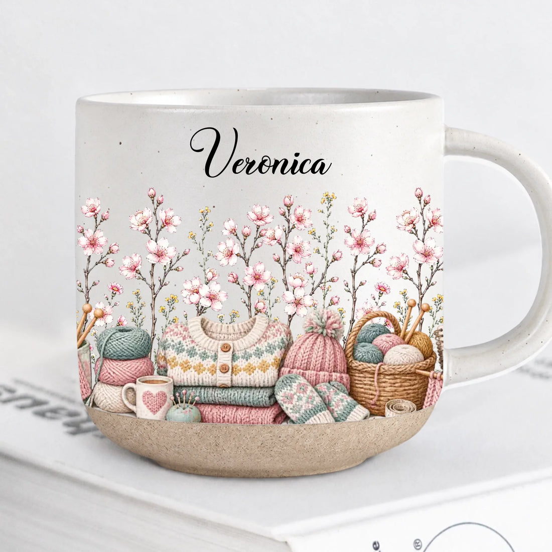 Personalized Sewist Birth Month Flower Pottery Mug With Name