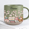 Personalized Green Sewist Floral Pottery Mug