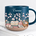 Personalized Dark Blue Sewing Birth Flower Mug