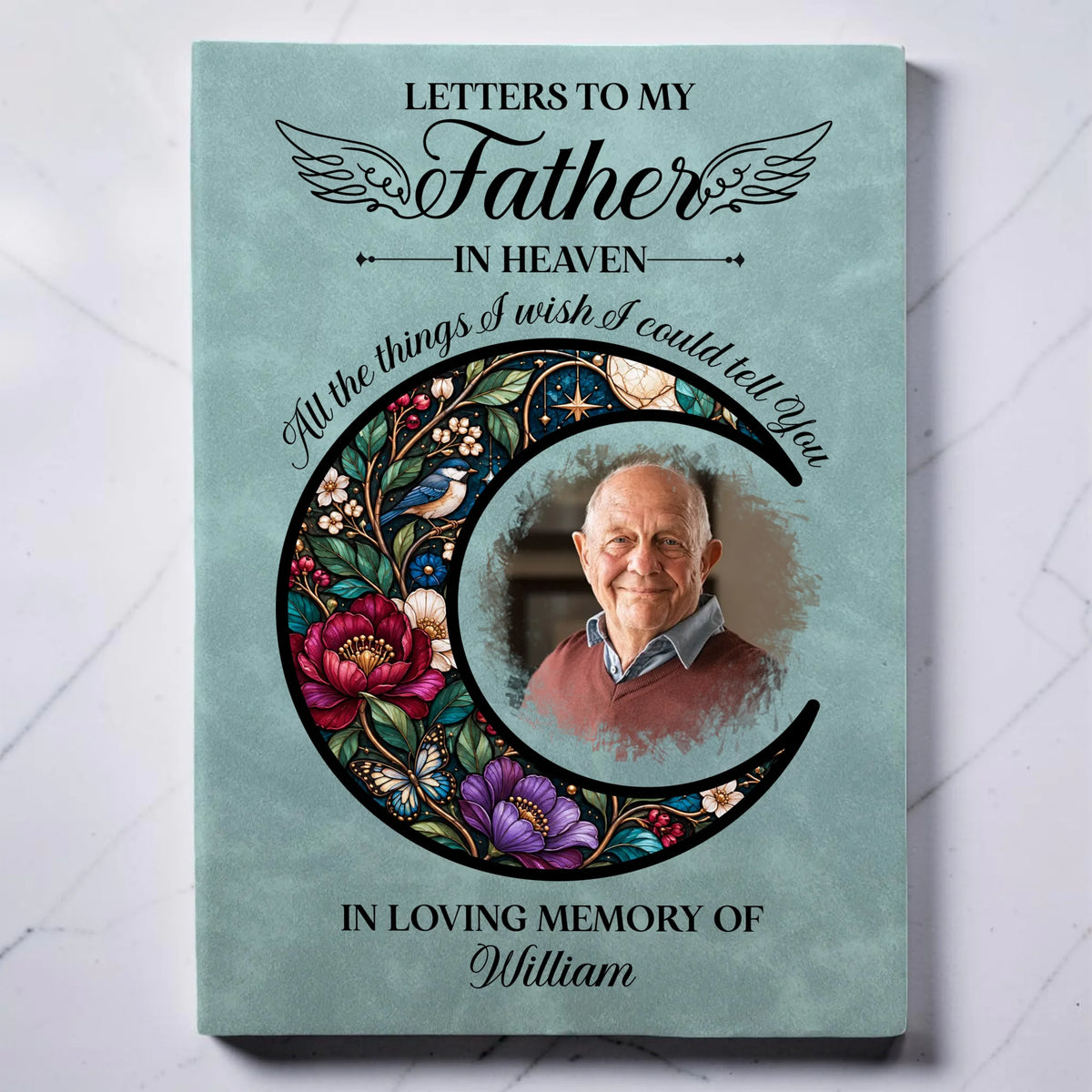Light Blue Personalized Father Memorial Journal With Photo