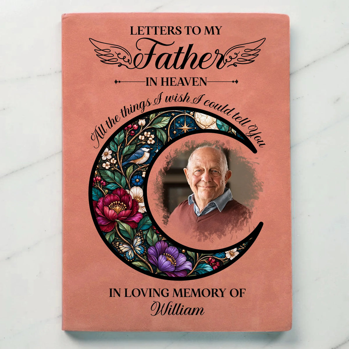 Pink Personalized Father Memorial Journal With Photo