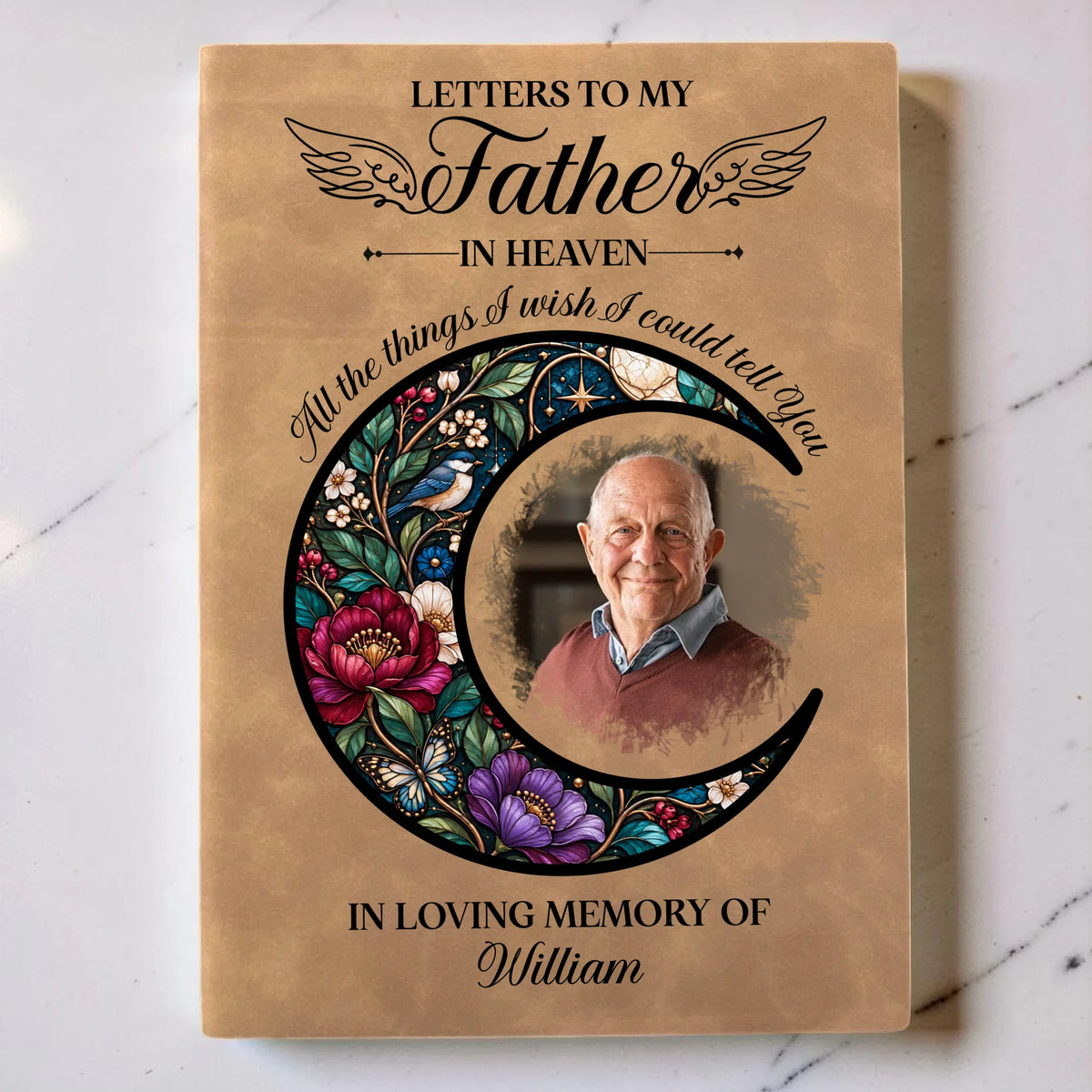 Personalized Letters To Father In Heaven Brown Leather Journal