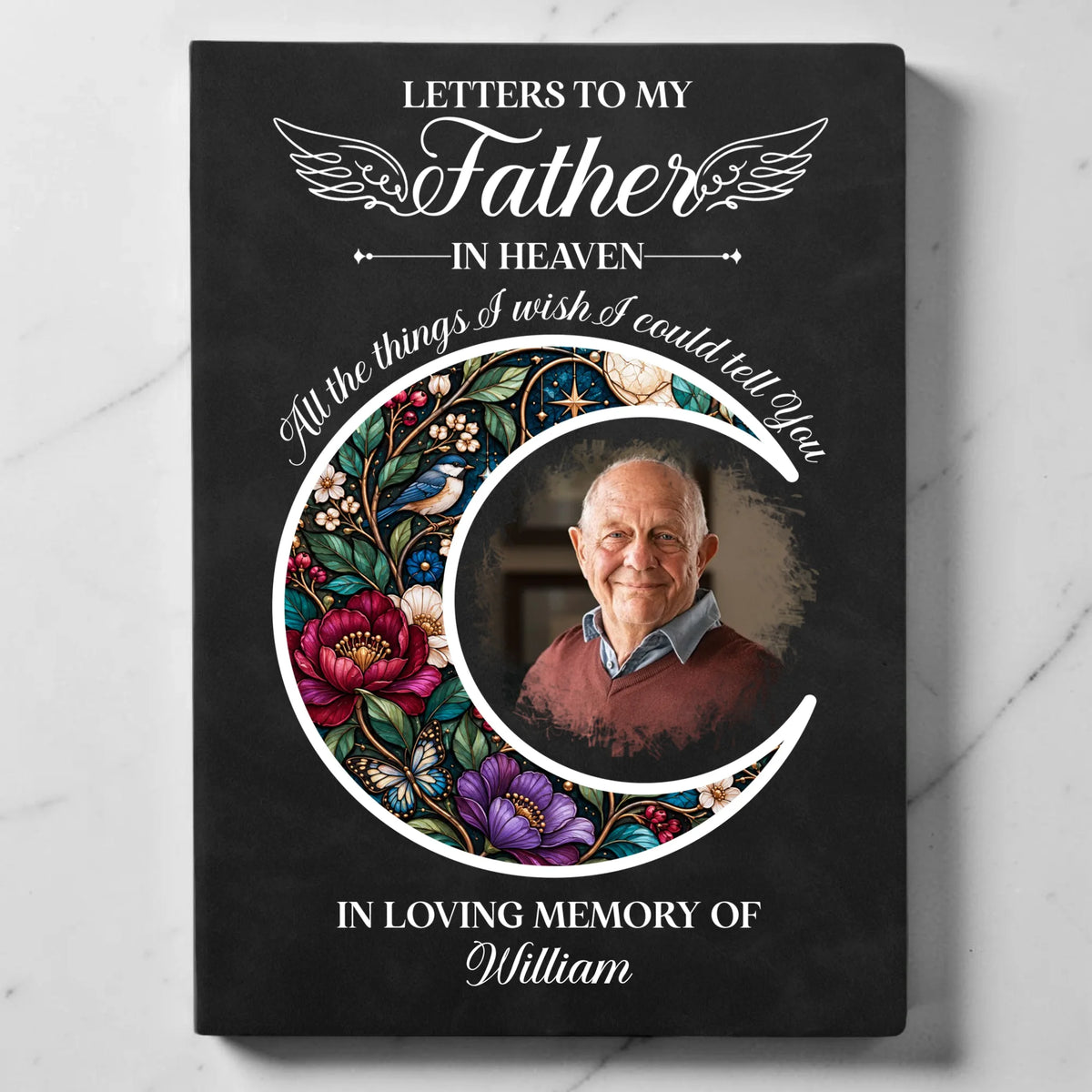 Black Personalized Memorial Journal For Loss Of Father