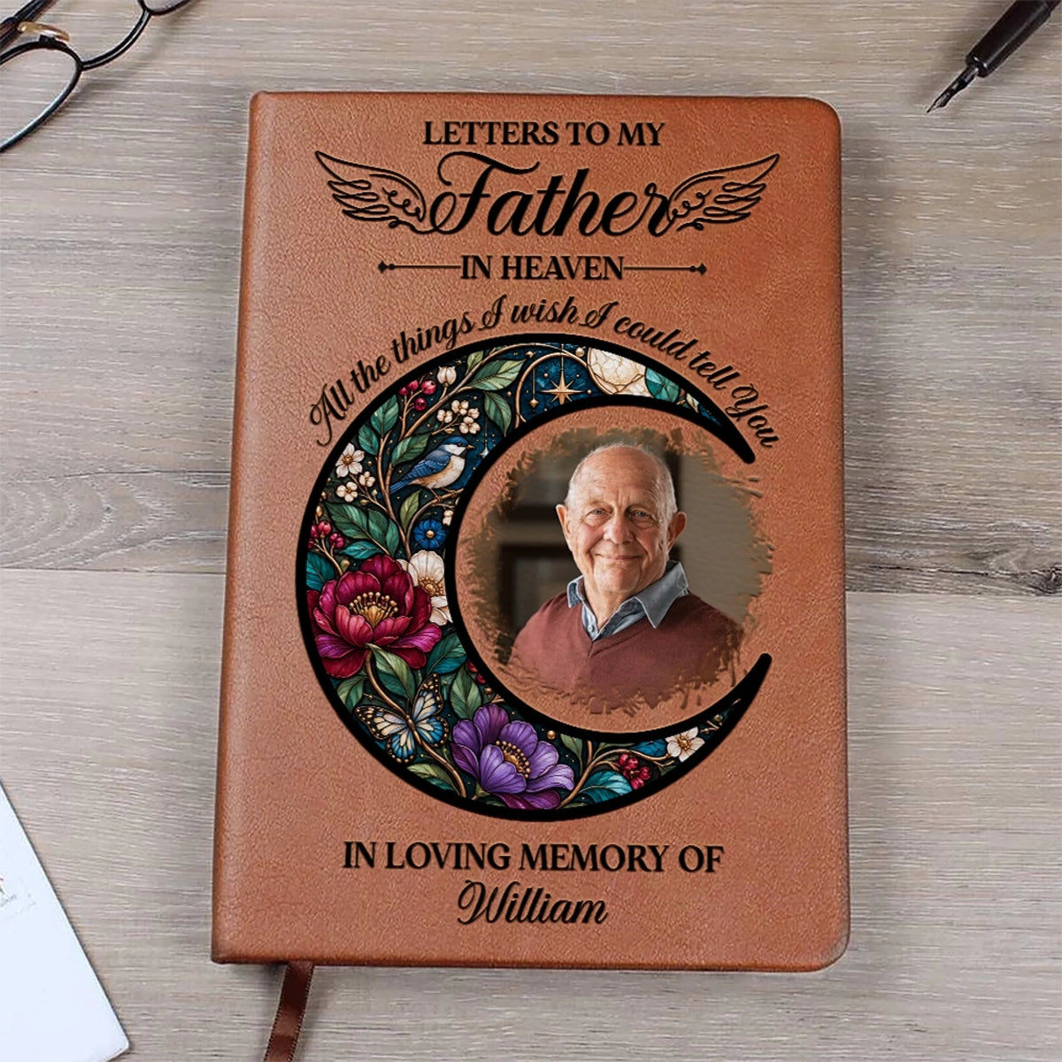 Brown Personalized Dad Memorial Journal With Photo