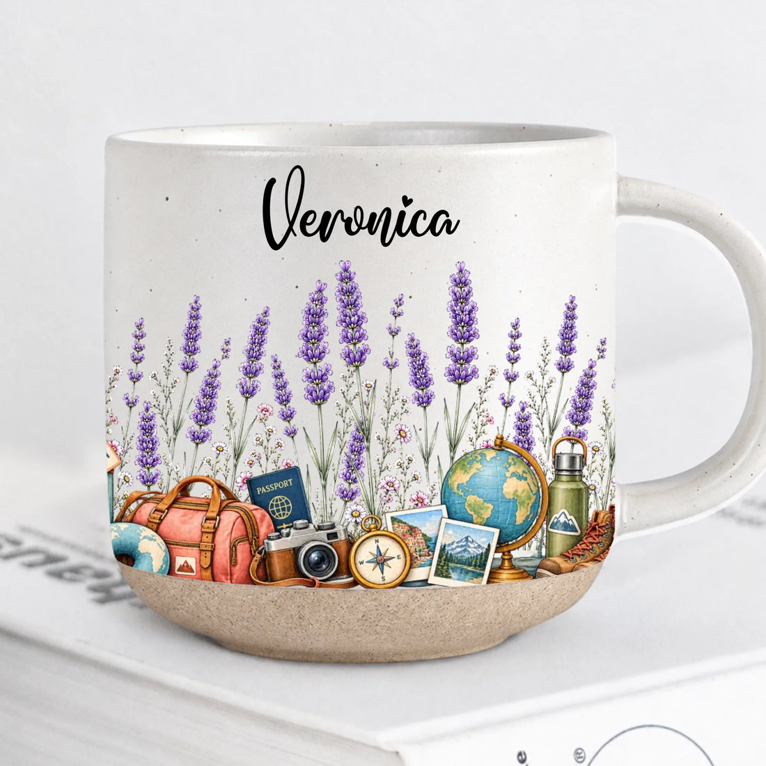 Personalized Traveler Birth Month Flower Pottery Mug With Name