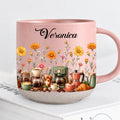 Personalized Pink Coffee Birth Month Flower Mug