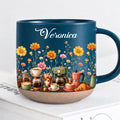 Personalized Dark Blue Coffee Birth Flower Mug