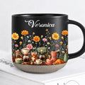 Personalized Black Coffee Lover Mug With Birth Month Flowers