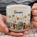 Personalized Coffee Lover Floral Mug With Custom Name