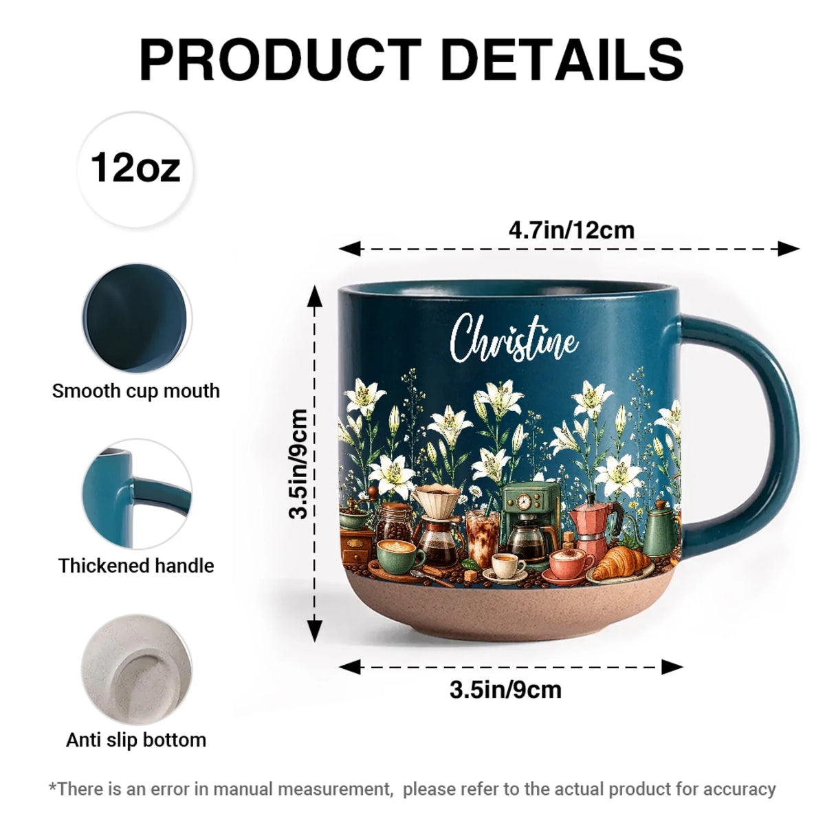 12 Oz Personalized Coffee Pottery Mug Product Details