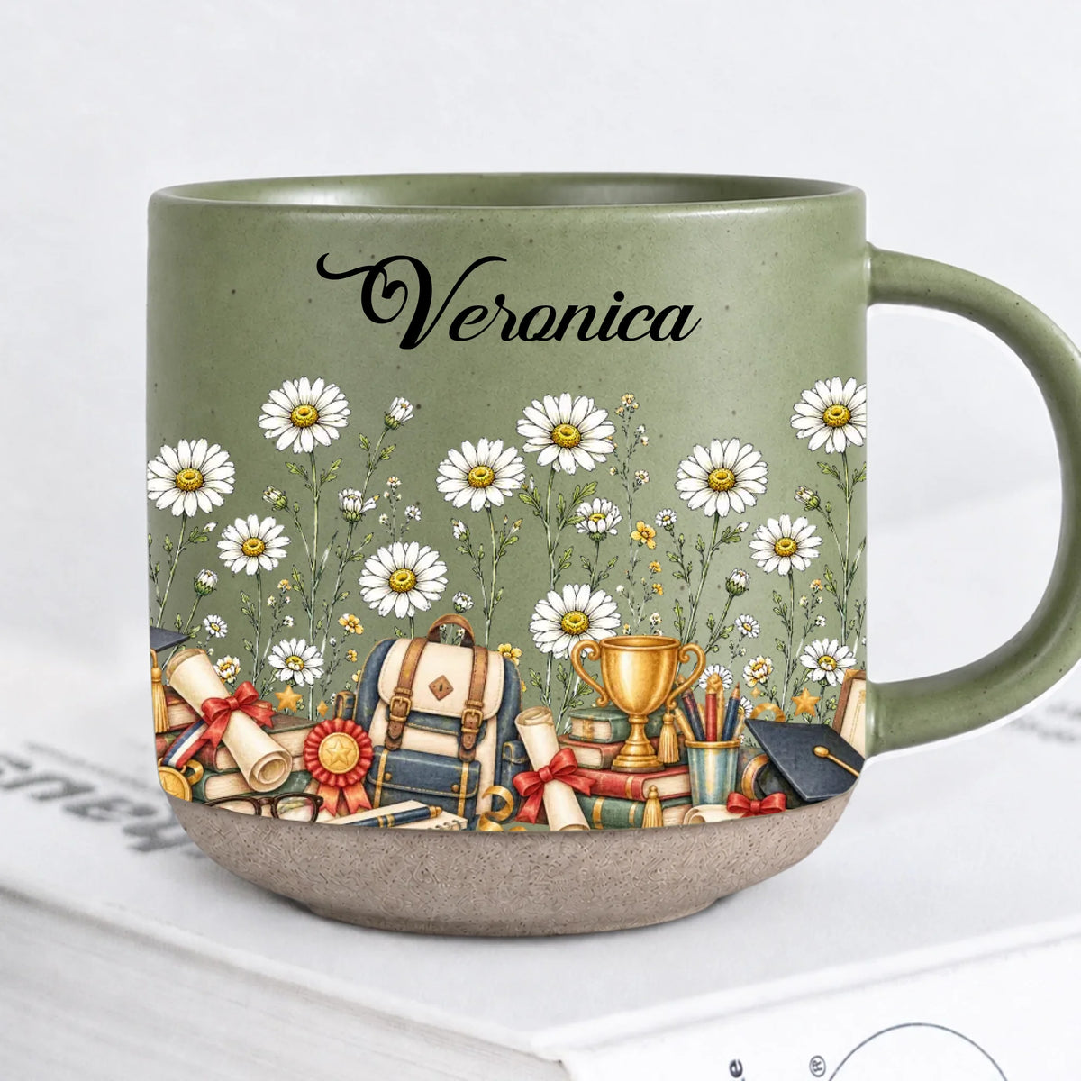 Personalized Green Graduate Birth Month Flower Mug