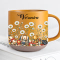 Personalized Yellow Graduate Birth Flower Pottery Mug