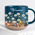 Personalized Dark Blue Graduation Birth Month Flower Mug