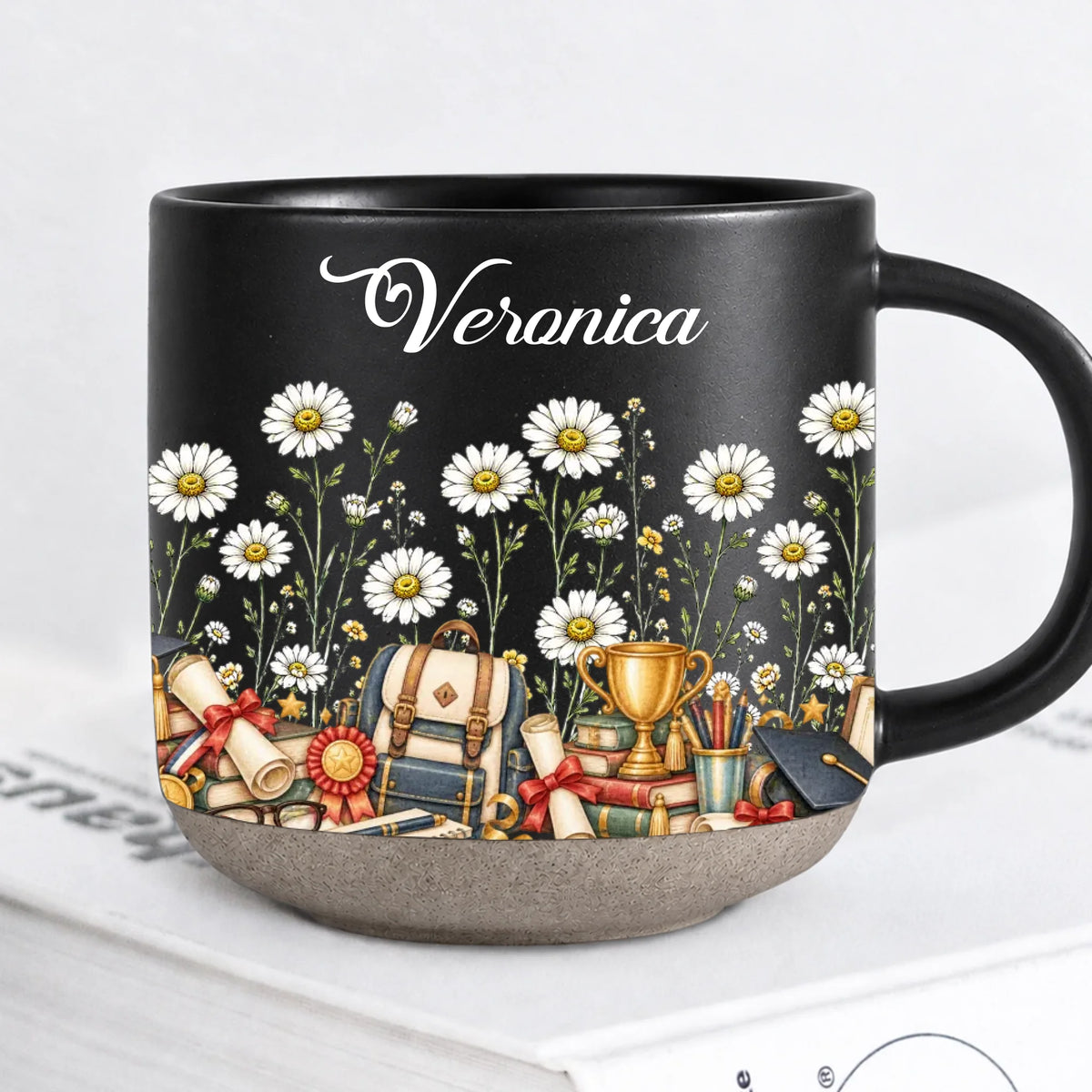 Personalized Black Graduate Birth Month Flower Mug