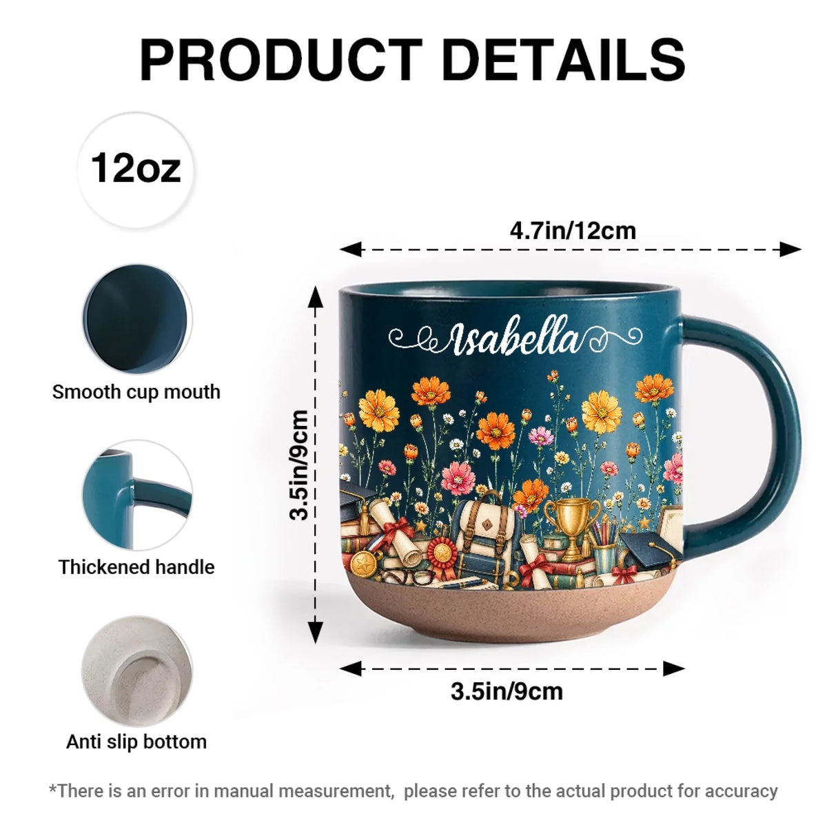 12 Oz Personalized Graduation Pottery Mug Product Details
