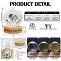 Crystal globe lamp size chart with white, neutral and warm light modes